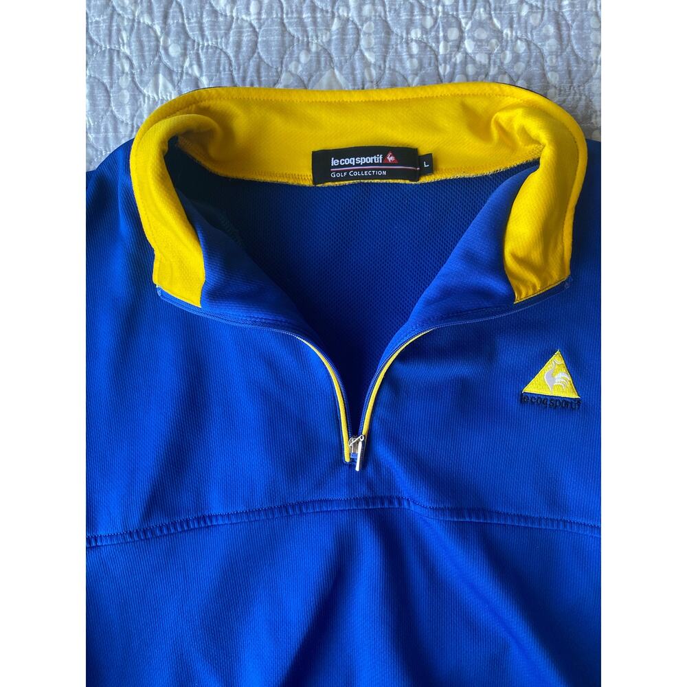 Le Coq Sportif Golf Men's Jacket Pullover 1/4 Zip Blue Yellow France Size Large - Picture 8 of 15